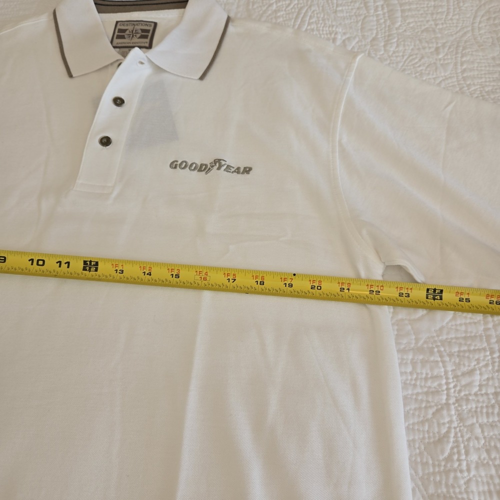 Destinations Polo Shirt Mens Medium White Goodyear Tires Branded 100% Cotton NWT - Picture 6 of 13